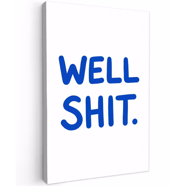Blauw - Quote - Wit Tuinposter op houten frame 2 cm dik klein -3d