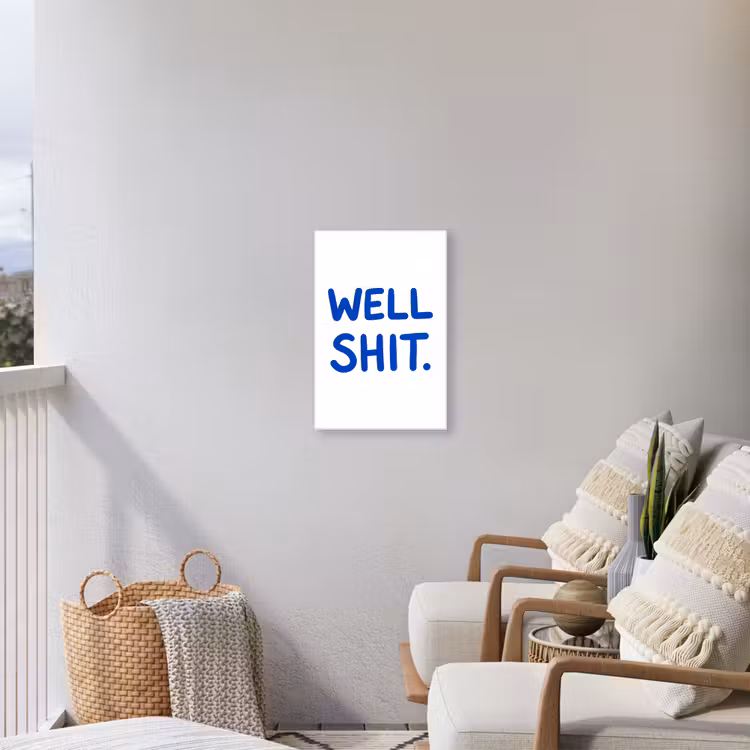 Blauw - Quote - Wit Tuinposter op houten frame 2 cm dik klein -sfeer1