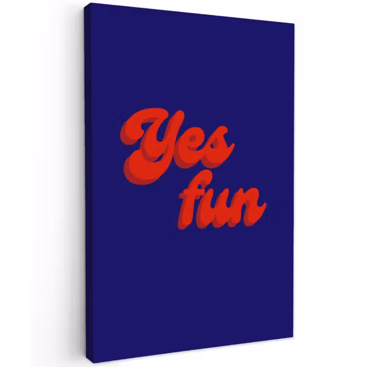 Blauw - Rood - Yes fun - 3D Tuinposter op houten frame 2 cm dik klein -3d