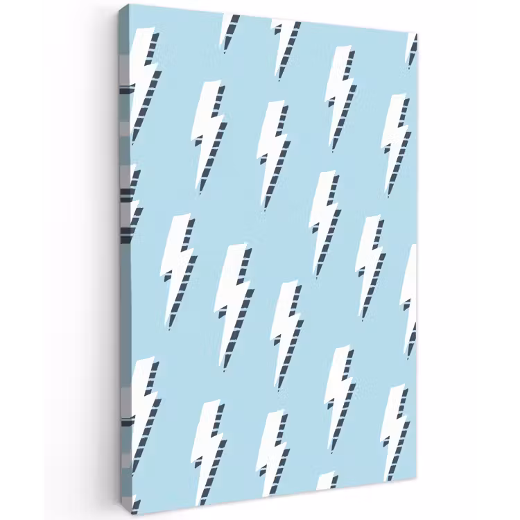 Blauw - Wit - Patroon - Bliksem Tuinposter op houten frame 2 cm dik klein 841 -3d