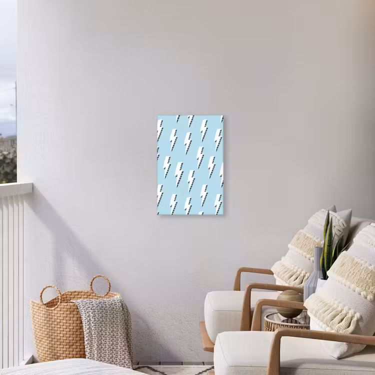 Blauw - Wit - Patroon - Bliksem Tuinposter op houten frame 2 cm dik klein 841 -sfeer1