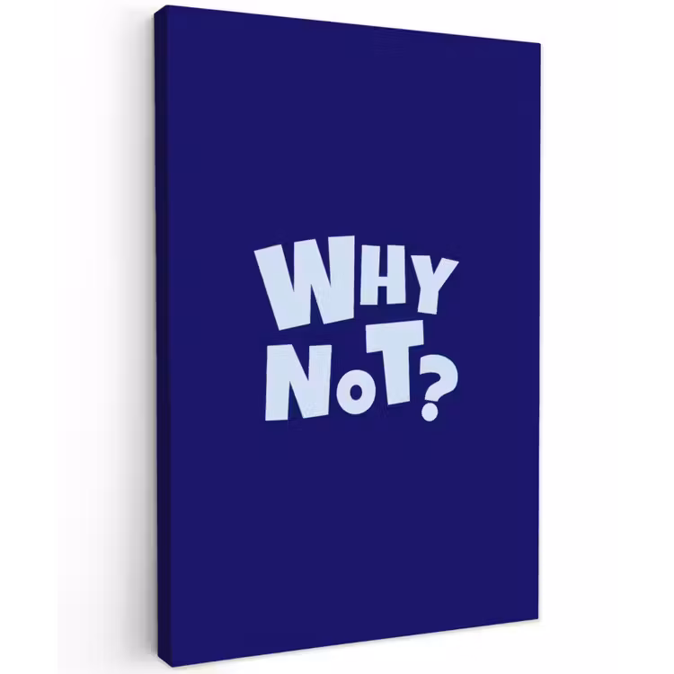 Blauw - Why not - Minimalistisch Tuinposter op houten frame 2 cm dik klein -3d
