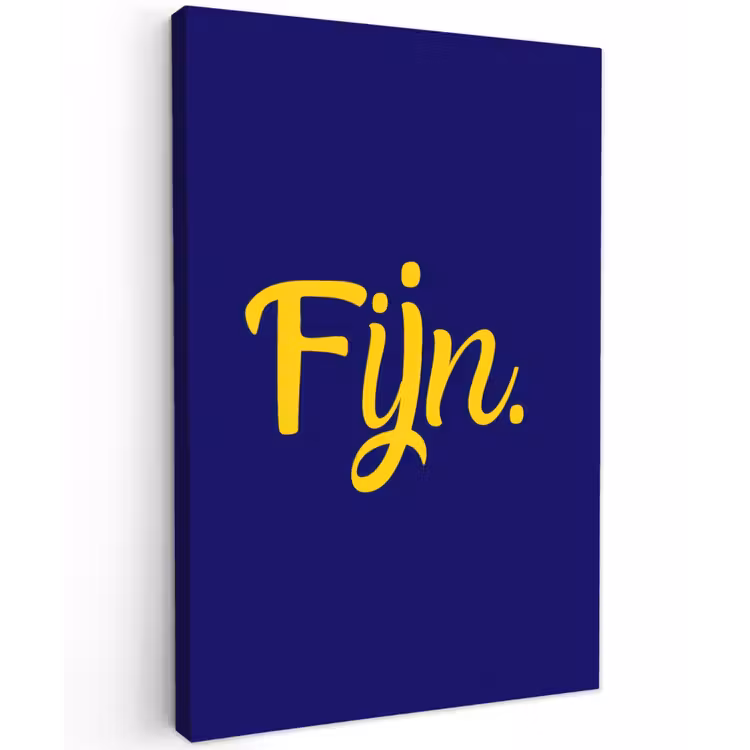 Blauw - Geel - Fijn Tuinposter op houten frame 2 cm dik klein -3d