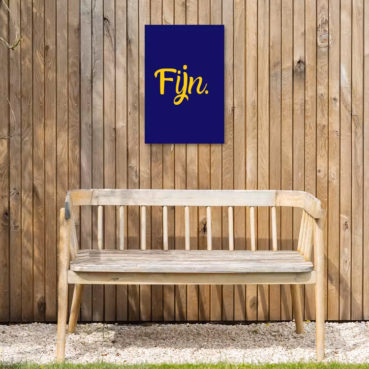 Blauw - Geel - Fijn Tuinposter op houten frame 2 cm dik klein -sfeer4