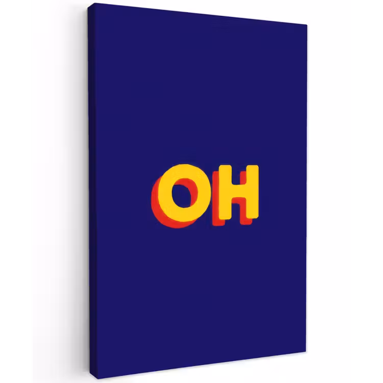 Blauw - Geel - OH - Schaduw Tuinposter op houten frame 2 cm dik klein -3d