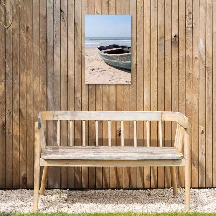 Boot - Zandstrand - Zee Tuinposter op houten frame 2 cm dik klein -sfeer4