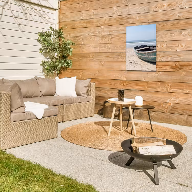 Boot - Zandstrand - Zee Tuinposter op houten frame 2 cm dik klein -sfeer2