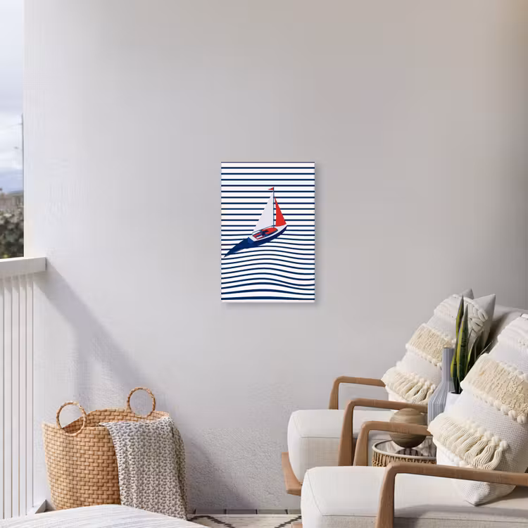 Boot - Water - Abstract - Blauw Tuinposter op houten frame 2 cm dik klein -sfeer1