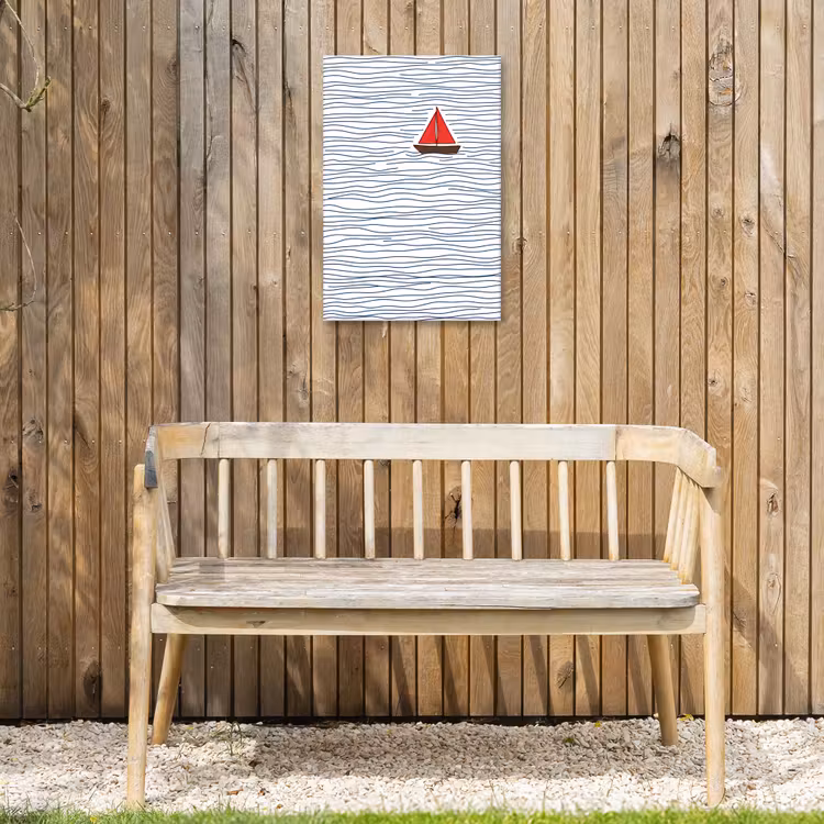 Boot - Water - Rood - Illustratie - Minimalistisch Tuinposter op houten frame 2 cm dik klein -sfeer4