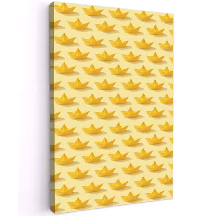 Bootjes - Origami - Creatief - Geel Tuinposter op houten frame 2 cm dik klein 841 -3d