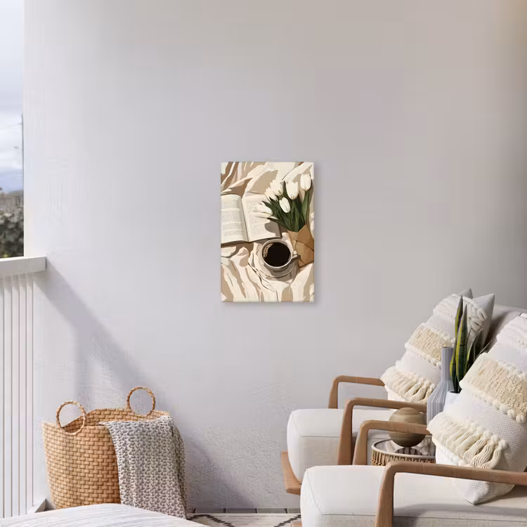 Boek - Illustratie - Tulpen - Koffie Tuinposter op houten frame 2 cm dik klein -sfeer1