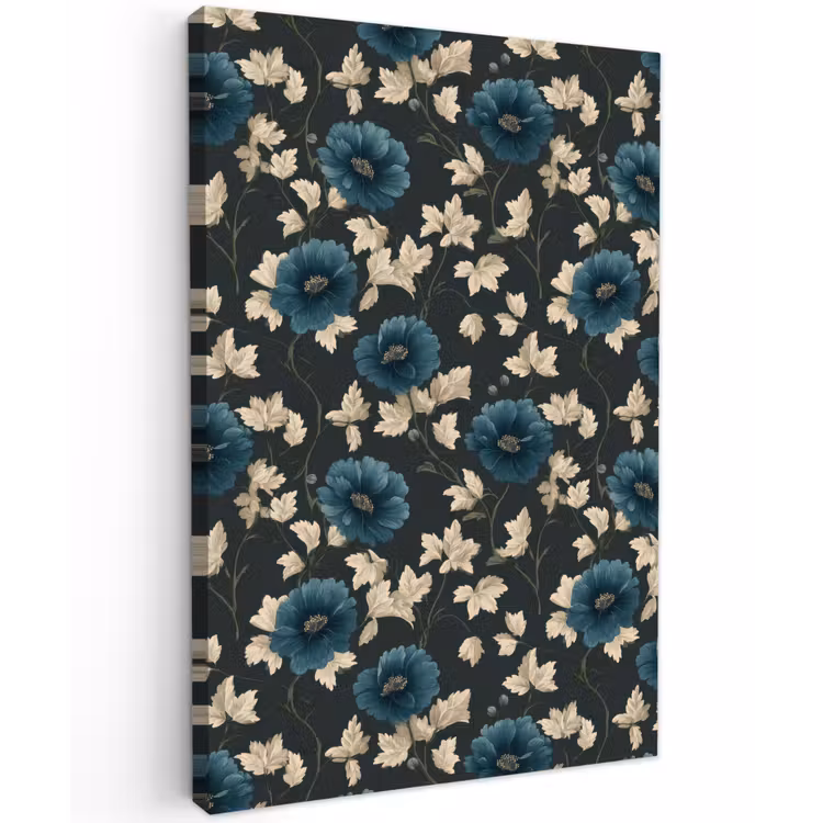 Botanisch - Bloemen - Blauw Tuinposter op houten frame 2 cm dik klein 841 -3d