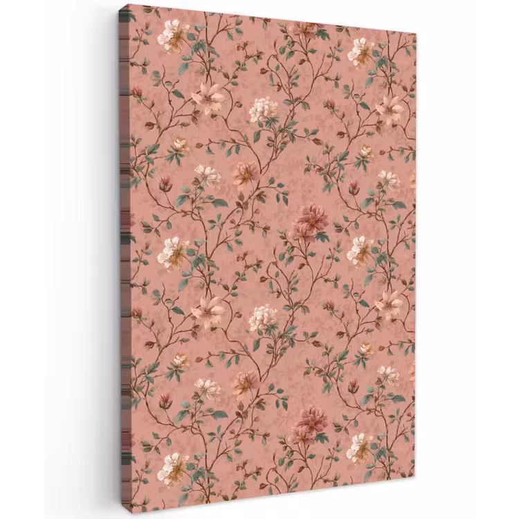 Botanisch - Bloemen - Roze Tuinposter op houten frame 2 cm dik klein 841 -3d