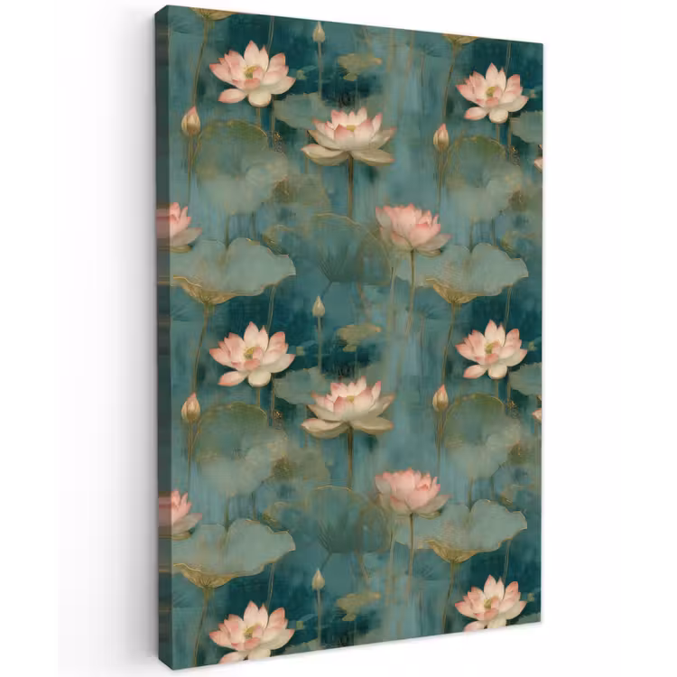 Botanisch - Bloemen - Roze Tuinposter op houten frame 2 cm dik klein 841 -3d