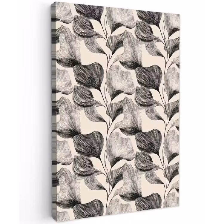 Botanisch - Bladeren - Zwart Tuinposter op houten frame 2 cm dik klein 841 -3d