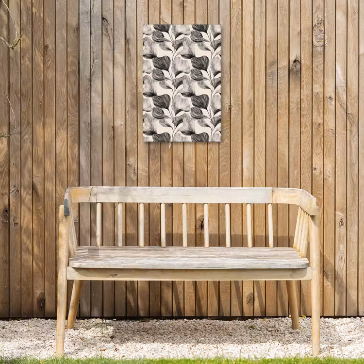 Botanisch - Bladeren - Zwart Tuinposter op houten frame 2 cm dik klein 841 -sfeer4