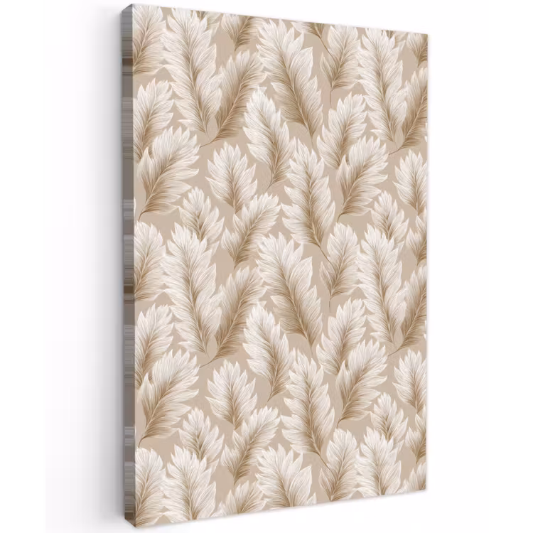 Botanisch - Patroon - Beige Tuinposter op houten frame 2 cm dik klein 841 -3d