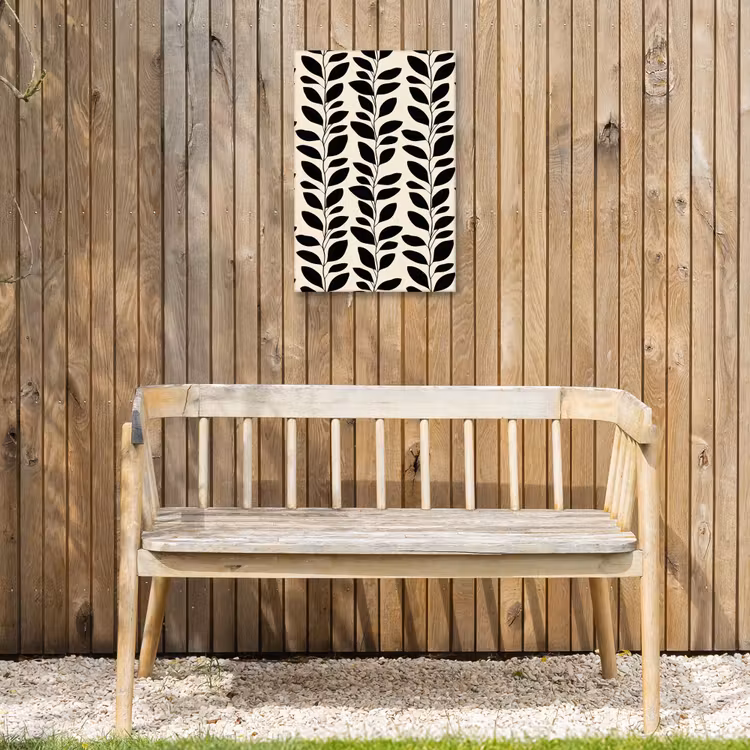 Botanisch - Dessin - Zwart - Beige Tuinposter op houten frame 2 cm dik klein 841 -sfeer4
