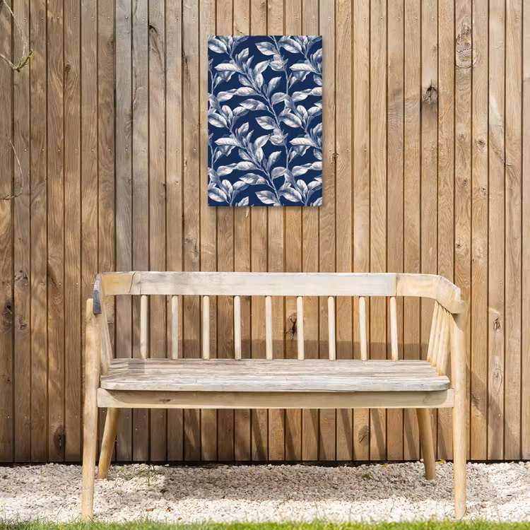 Botanisch - Patroon - Blauw Tuinposter op houten frame 2 cm dik klein 841 -sfeer4