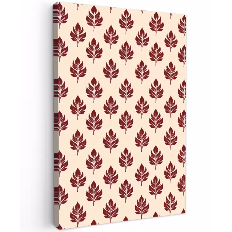 Botanisch - Patroon - Bordeaux Tuinposter op houten frame 2 cm dik klein 841 -3d