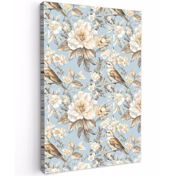 Botanisch - Zangvogel - Blauw Tuinposter op houten frame 2 cm dik klein 841 -3d