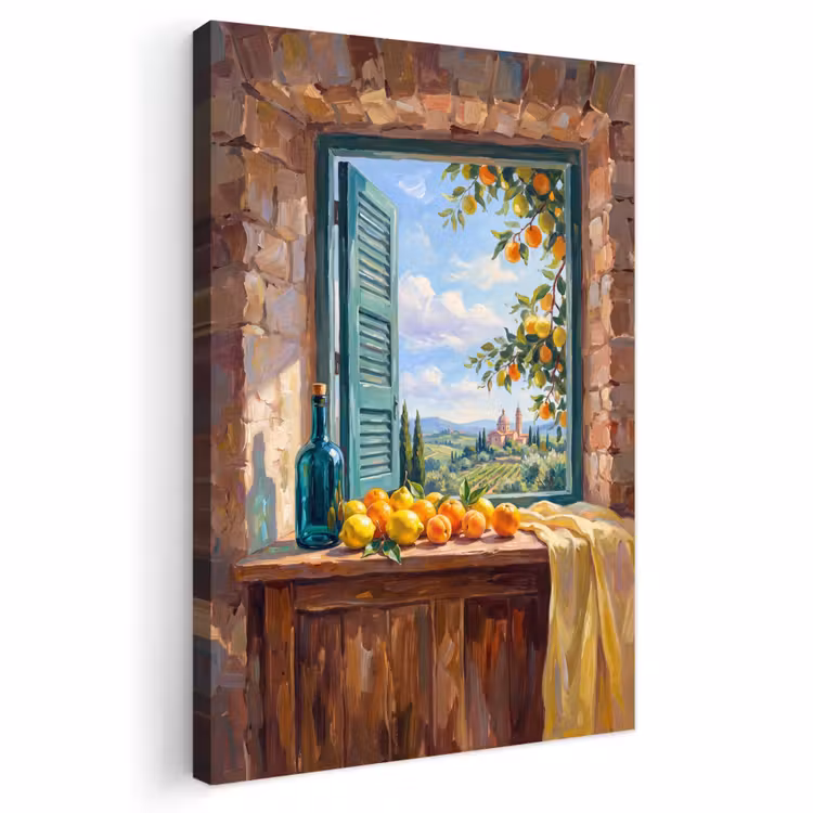 Outdoor Canvas Print - Bottle - Fruit - Still Life - Fles - Fruit - Stilleven Tuinposter op houten frame 2 cm dik klein