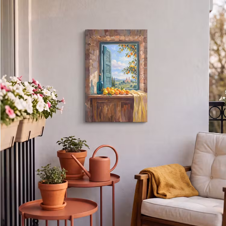 Outdoor Canvas Print - Bottle - Fruit - Still Life - Fles - Fruit - Stilleven Tuinposter op houten frame 2 cm dik klein