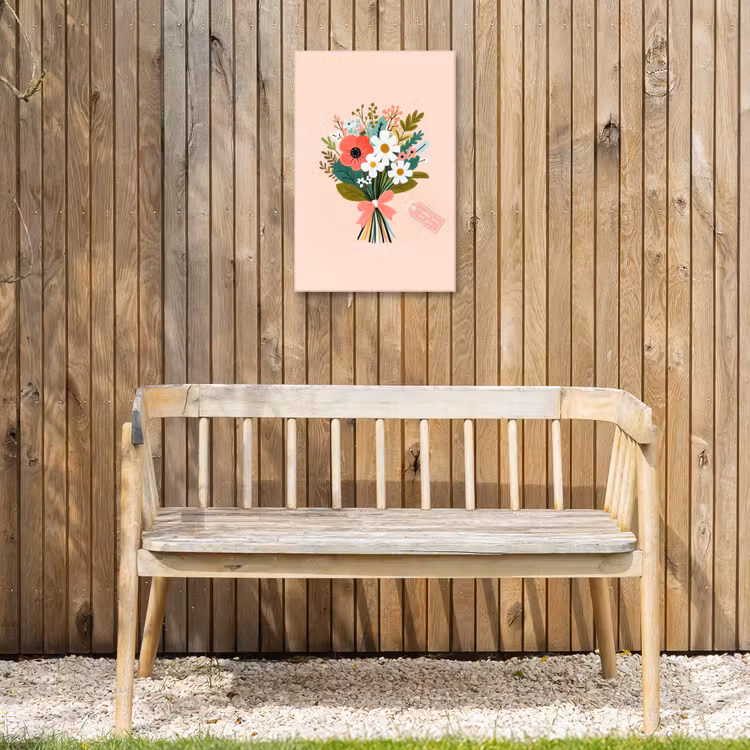 Boeket - Strikje - Kaartje - Quote Tuinposter op houten frame 2 cm dik klein -sfeer4