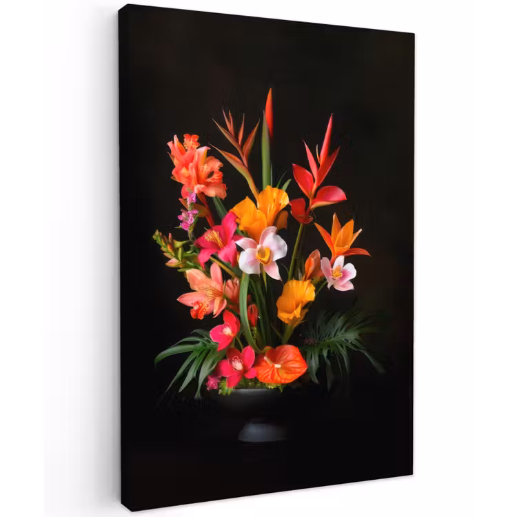 Boeket - Bloemen - Exotisch Tuinposter op houten frame 2 cm dik klein -3d