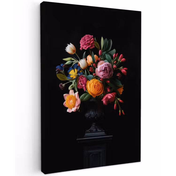 Boeket - Romantisch - Kleurrijk Tuinposter op houten frame 2 cm dik klein -3d