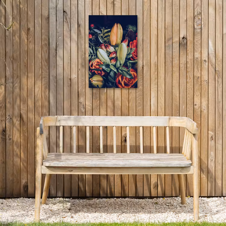 Boeket - Stilleven - Bloemen - Planten - Rood Tuinposter op houten frame 2 cm dik klein -sfeer4