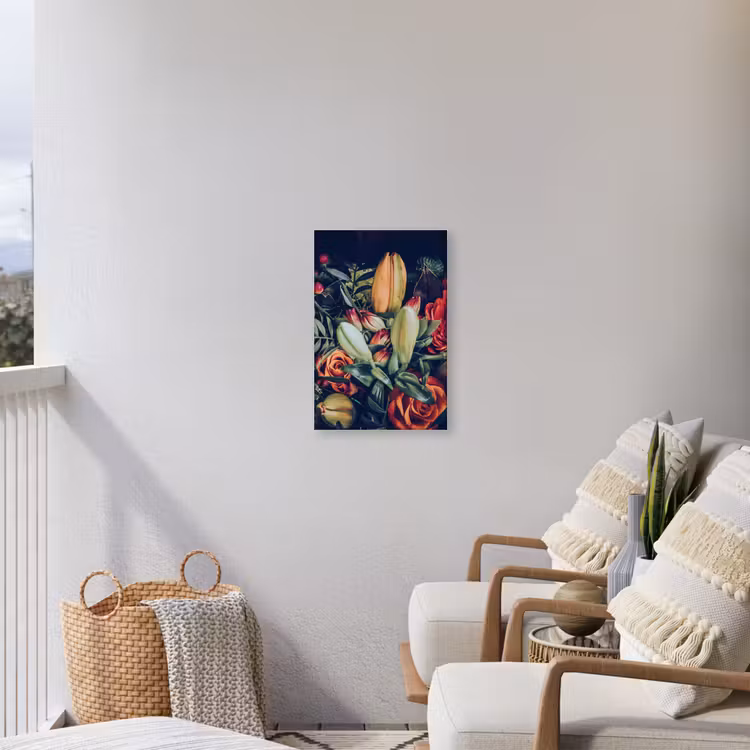 Boeket - Stilleven - Bloemen - Planten - Rood Tuinposter op houten frame 2 cm dik klein -sfeer1