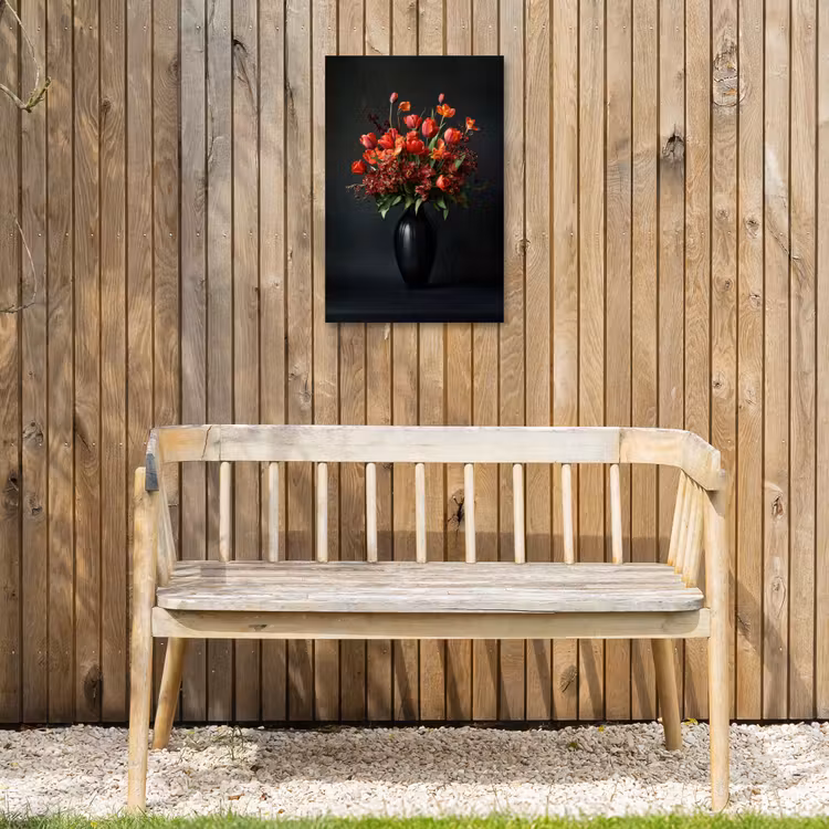 Boeket - Tulpen - Vaas - Rood Tuinposter op houten frame 2 cm dik klein -sfeer4