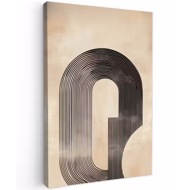 Boog - Strepen - Minimalistisch - Zwart Tuinposter op houten frame 2 cm dik klein -3d
