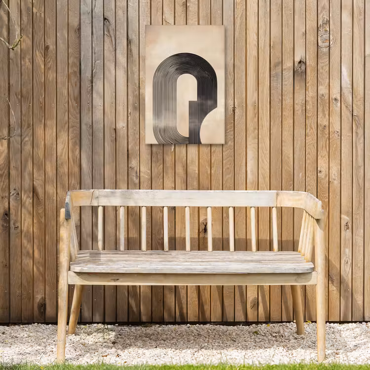 Boog - Strepen - Minimalistisch - Zwart Tuinposter op houten frame 2 cm dik klein -sfeer4