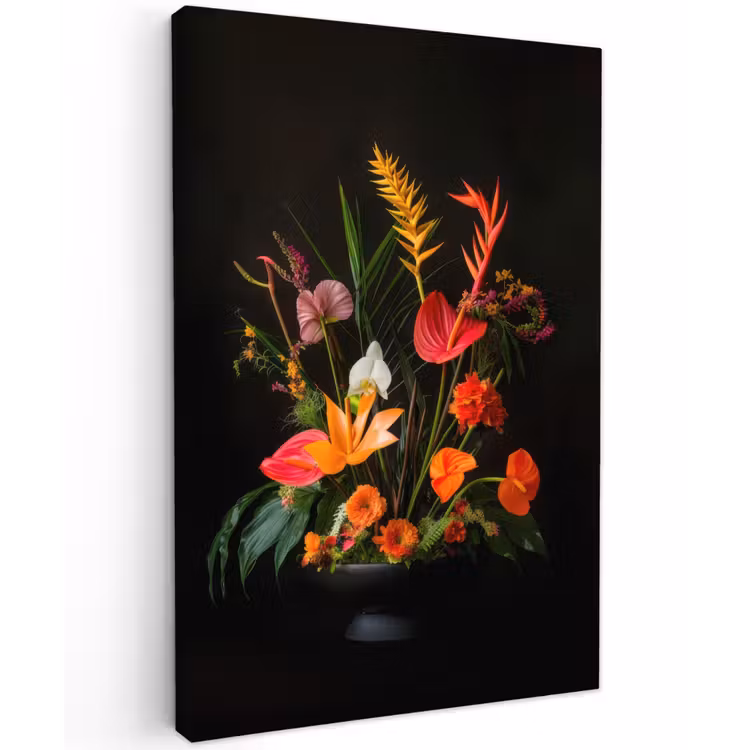 Schaal - Boeket - Bloemen Tuinposter op houten frame 2 cm dik klein -3d