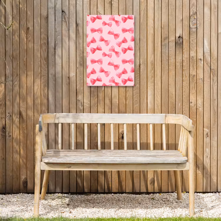 Strikken - Aquarel - Roze Tuinposter op houten frame 2 cm dik klein 841 -sfeer4
