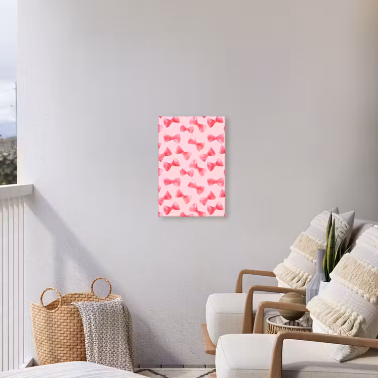 Strikken - Aquarel - Roze Tuinposter op houten frame 2 cm dik klein 841 -sfeer1