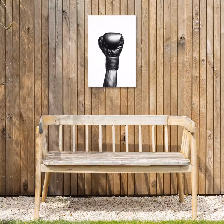 Bokshandschoen - Zwart - Hand Tuinposter op houten frame 2 cm dik klein -sfeer4