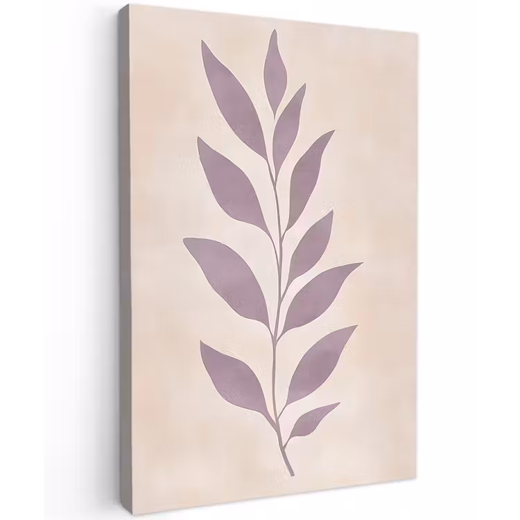 Tak - Bladeren - Minimalistisch - Beige Tuinposter op houten frame 2 cm dik klein -3d