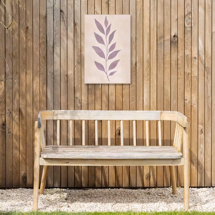 Tak - Bladeren - Minimalistisch - Beige Tuinposter op houten frame 2 cm dik klein -sfeer4