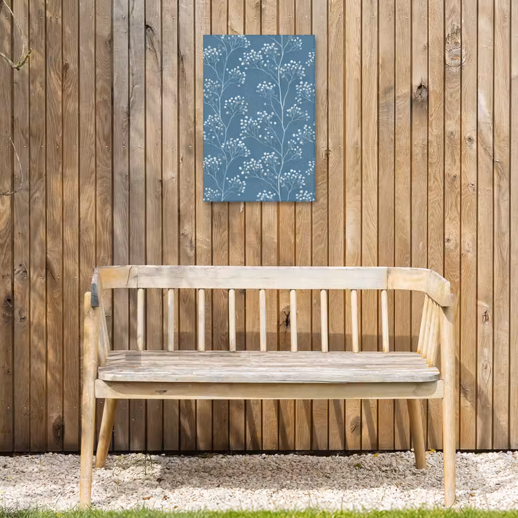 Takken - Bessen - Patroon - Lichtblauw Tuinposter op houten frame 2 cm dik klein 841 -sfeer4