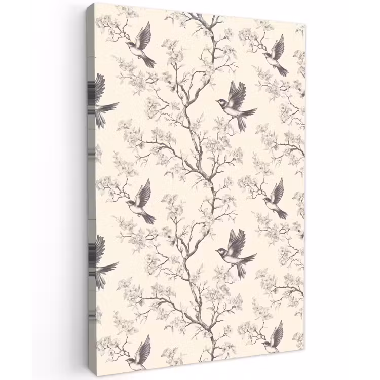 Takken - Vogels - Beige Tuinposter op houten frame 2 cm dik klein 841 -3d