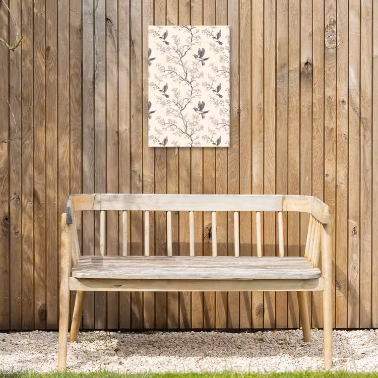 Takken - Vogels - Beige Tuinposter op houten frame 2 cm dik klein 841 -sfeer4