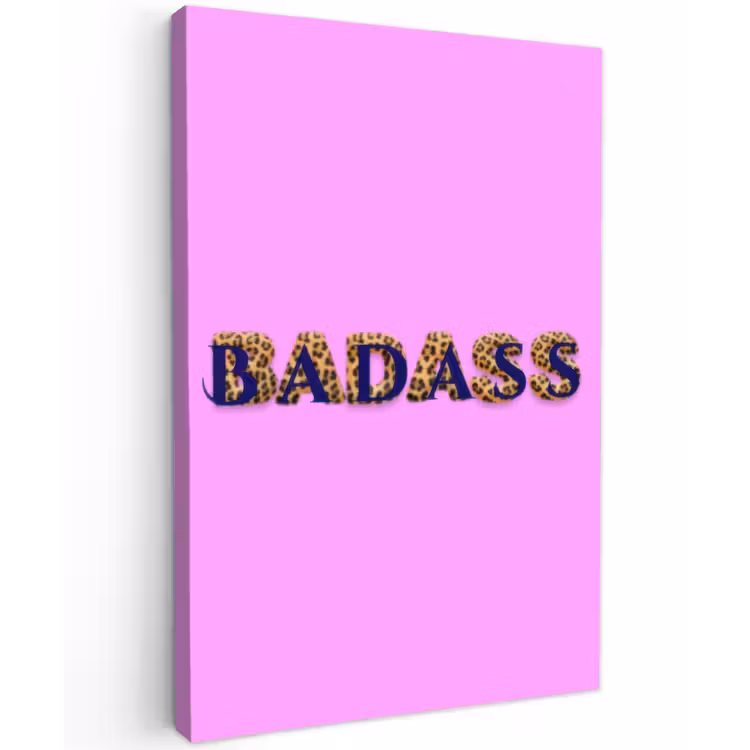 Felroze - Badass - Panterprint - Schaduw Tuinposter op houten frame 2 cm dik klein -3d