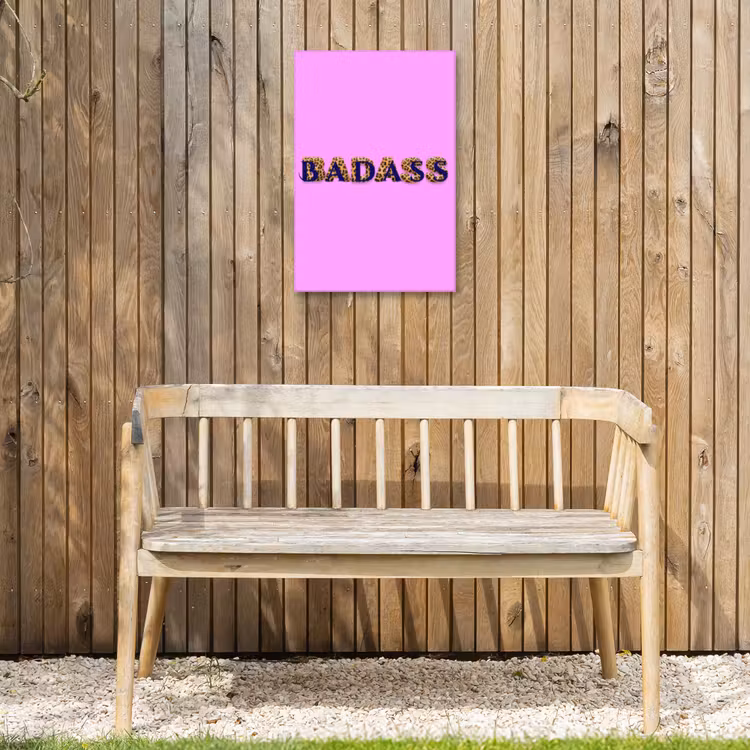 Felroze - Badass - Panterprint - Schaduw Tuinposter op houten frame 2 cm dik klein -sfeer4
