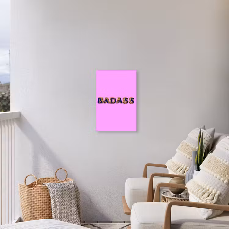Felroze - Badass - Panterprint - Schaduw Tuinposter op houten frame 2 cm dik klein -sfeer1