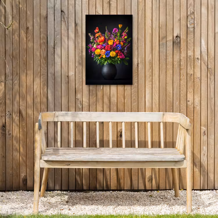 Felgekleurd - Bloemen - Vaas Tuinposter op houten frame 2 cm dik klein -sfeer4