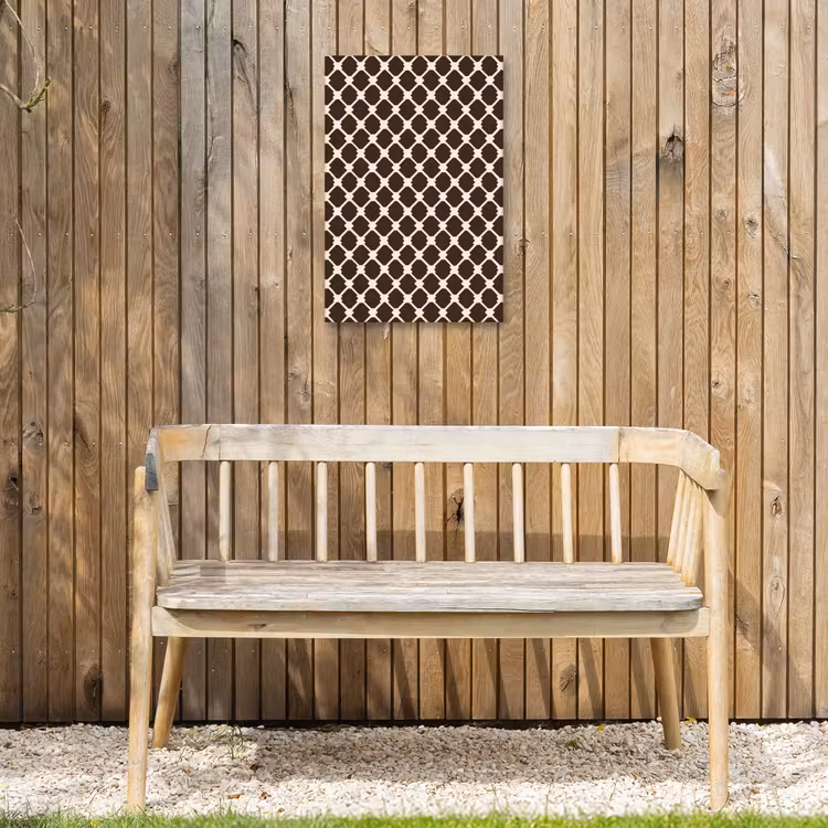 Bruin - Ruitpatroon - Geometrisch Tuinposter op houten frame 2 cm dik klein 841 -sfeer4