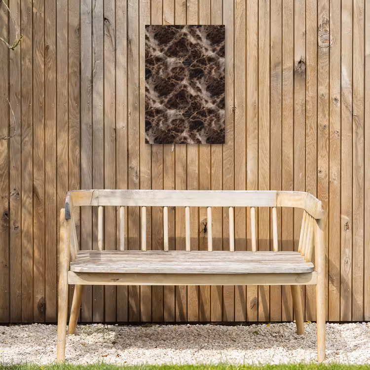 Bruin - Goud - Marmer Tuinposter op houten frame 2 cm dik klein 841 -sfeer4